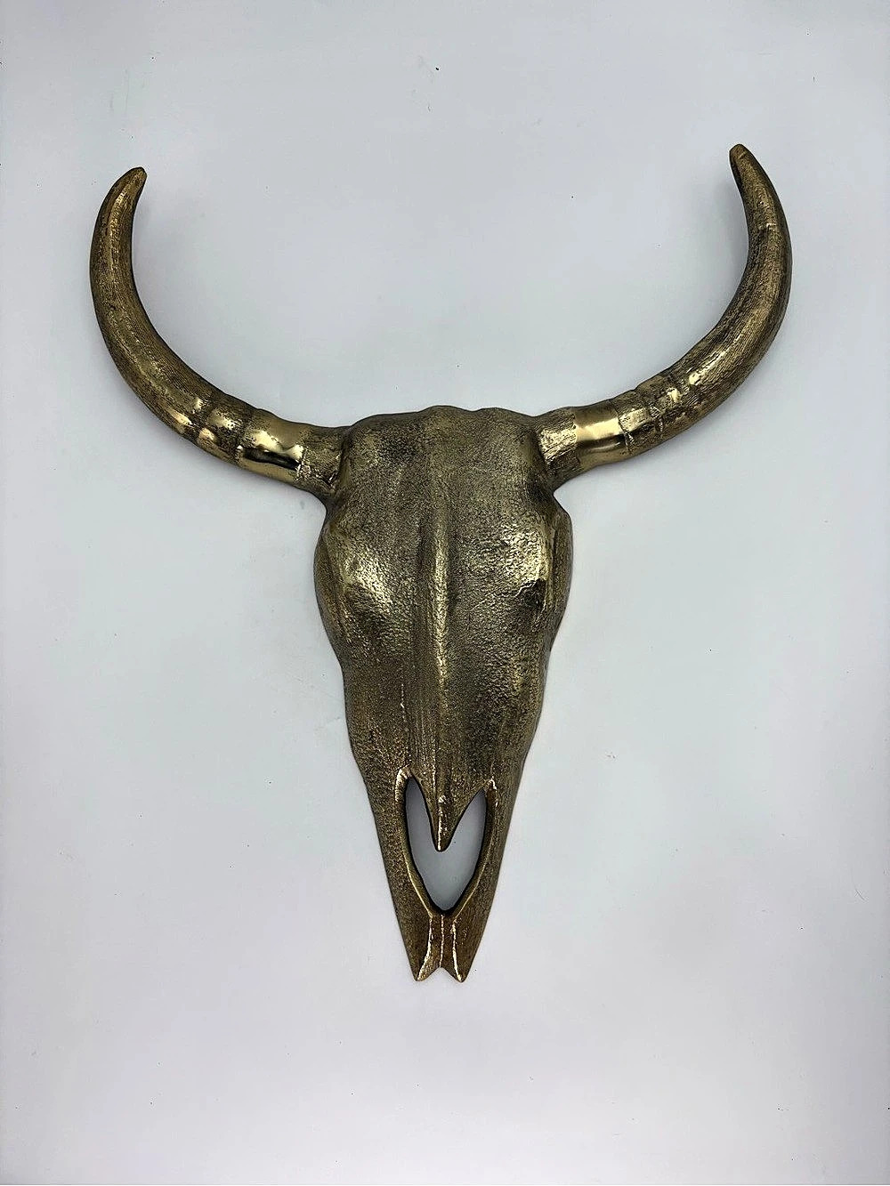 Vintage Brass-Plated Longhorn Steer Skull Wall Decor Western Rustic